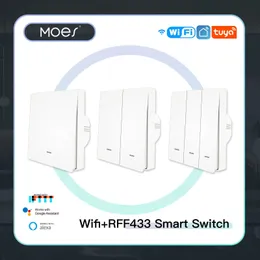 기타 전자 제품 WiFi 스마트 월 라이트 스위치 RF433 푸시 버튼 송신기 수명 Tuya App 리모컨 작업 Alexa Google Home 231007과 함께 작동합니다.