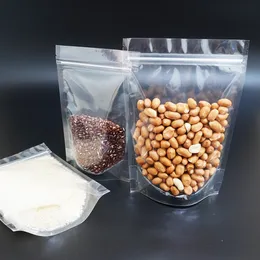 Food Storage Bag Zipper Top, 16*24cm 100Pcs Stand Up High Transparency Plastic Zip Seal Bags, Reusable Rice Pouch, All Clear Salt Doypack, Coffee Bean Packing Sack