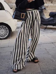 Women's Pants Mumaroho 2023 Autumn Winter Women Striped Holiday Trousers Streetwear High Waist Loose Wide Leg Flare Female