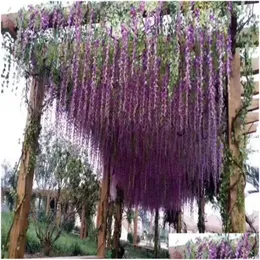 장식용 꽃 화환 고급 인공 실크 꽃 포도 나무 홈 장식 Simation Wisteria Garland 공예 파티 드롭 델리 Dhnbl