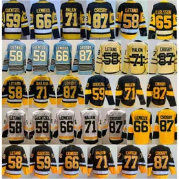 Mens Hockey 59 Jake Guentzel Jerseys Reverse Retro 58 Kris Letang 66 Lemieux 87 Sidney Crosby 71 Evgeni Malkin Stitched Alternate Stadium Series Classics Heritage