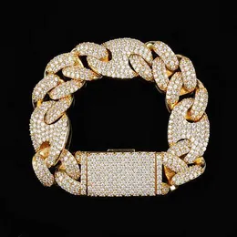 Bracciale con diamanti a maglie ovali cubane ghiacciate da 20 mm, gioielli in zirconi placcati in oro bianco 14 carati, catena a maglie cubane Mariner da 7 pollici, 8 pollici, 9 pollici2499