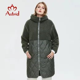 Parka da donna Astrid Cappotto autunno inverno da donna Top in pelliccia sintetica Piumino con cuciture alla moda Parka oversize con cappuccio Cappotto da donna AM-7542 231007