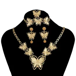Halskette-Ohrringe-Set, amerikanischer Damen-Schmuck, vierteilig, süßer Schmetterlings-Anhänger, Armband, Ring, Party-Geschenk