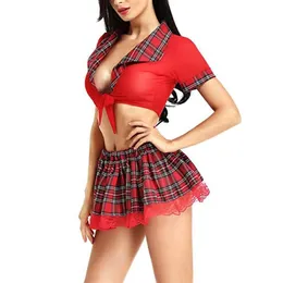 Bras Sets Sexy Women Youth Student Uniform Costume Underwear Sex Lingerie Roleplay Erotic Lattice Pleated Skirt Cosplay Set #T1P228k