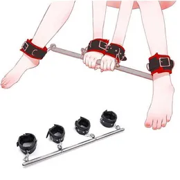 Nxy brinquedos sexuais homens bdsm bondage barra espalhadora de aço inoxidável removível punhos de mão tornozelo escravo trajes cosplay adultos sm brinquedos sexuais para casais