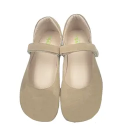 Sapatos de vestido Tipsietoes 2023 Primavera Outono Descalço Vaca Camurça Genuíno Couro Mulheres Bailarina com Zero Drop Flat Soft Sole Wider Toe Box 231006