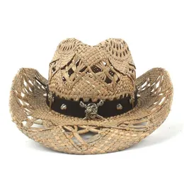 Cloches Womem Men Słomy Western Cowboy Cowgirl Hombre Sombrero Cap Handwork Weave Hatgard Hats Drop1773