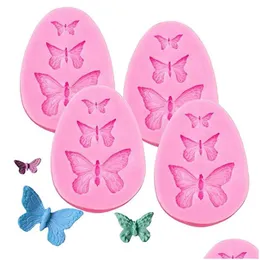 Baking Moulds 3 Size Mini Butterfly Sile Mold Handmade Candy Fondant Cake Topper Decoration 3D Polymer Clay Supplies Mj1 Drop Delive Dhugb