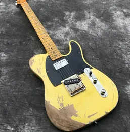 Reliquia pesante fatta a mano TL Guitarle elettrica, colore giallo crema, corpo ontano, chitarra di qualità anziana, spedizione gratuita