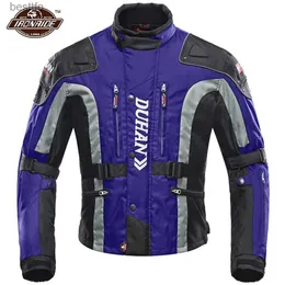 Другая одежда DUHAN Синяя мотоциклетная куртка Ветрозащитное защитное снаряжение Мото-куртка + комплект брюк Байкерский мотоциклетный гоночный костюм на 4 сезонаL231007