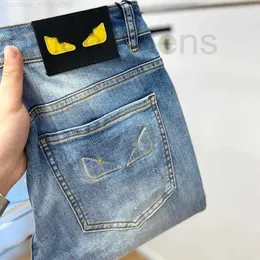 Men's Jeans designer New Mens Edition Elastic Slim Fit Small Feet Blue Denim Tears Washed Old Long black jeans Pants TRP5