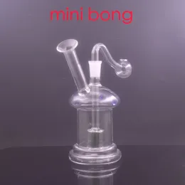Toptan renkli mini nargile 10mm dişi mantar cam yağ brülör bong su boruları ile geri dönüştürücü mini dab el bongs