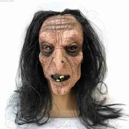 Party Masks Halloween horror long-haired witch headgear old man head mask haunted house escape room scary scene dress up decoration props Q231007