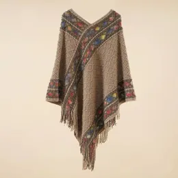 Halsdukar kvinnor lös tröja stickad sjal cape etnisk stil tofs regn 231007