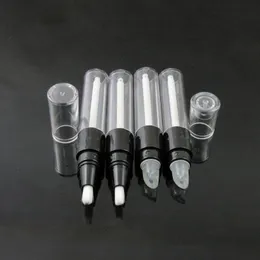 45 ml transparente schwarze Lipgloss-Tube/Flasche, leerer runder Mini-Drehstift, Einweg-Wählstift aus Kunststoff mit Silikonspitze F2227 Hkmep