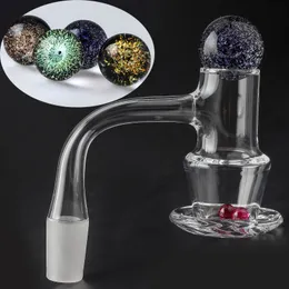 Wishing Well Full Weld Quartz Blender Banger Beveled Edge Nails With Dichro Glass Cap 2pcs 6mm Ruby Pearls For Dab Rigs Glass Water Bong Pipes