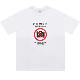 2021SS High Street Brand Vetements TEE No Projektant mediów społecznościowych Summer Wysokiej jakości swobodny męski odzież Owworazowe kobiety krótkie SLE270V