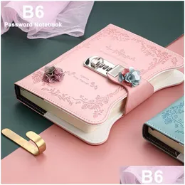 Notepads Wholesale Diary With Lock Notebooks Code Retro Pu Leather Secret Traveler Notepad Journal Planner School Stationery Gifts Dro Dh0Bu