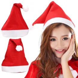 Noel Süslemeleri 10 PCS/Lot Noel Noel Yumuşak Şapka Yetişkin Çocuk Noel Baba Kısa Peluş Noel Şapka Mutlu Noel Dekoru Hediye Mutlu Yıl 231006