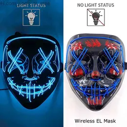 Maschere per feste Maschera luminosa di Halloween Wireless Neon Led Light Masque Maschere per feste in maschera Incandescente Maschere divertenti Puntelli per costumi cosplay Q231009