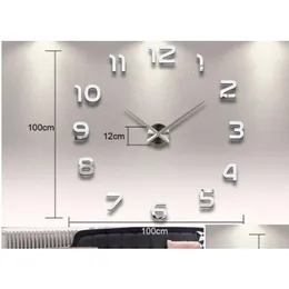 壁時計ホームデコレーションビッグナンバーミラークロックモダンデザイン大型3Dウォッチユニークなギフトドロップデリバリーガーデン装飾dhq89