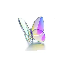 Decorative Objects Figurines Colored Glaze Crystal Butterfly Ornaments Home Decoration Crafts Holiday Party Gifts 230530 Drop Delivery Dh9Cd