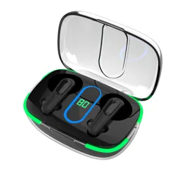 ワイヤレスBluetoothヘッドセットスマートデジタルディスプレイ低消費電力ワイヤレス充電Bluetoothヘッドセット5.3ステレオタッチコントロール、透明なミニスポーツ
