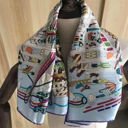 Lenços 2021 chegam o outono de inverno clássico 100% lenço de seda manual Made Made 90 90 cm Squareshawl Wrap for Women Lady Gift12650