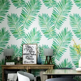 Wallpapers Nordic Style Wallpaper Ins Southeast Asia Japanese Banana Leaf Tropical Rainforest Plants Living Room Bedroom TV Background