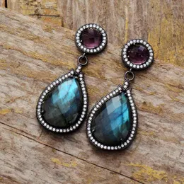 dangle earrings luxury teardrop for women labradorite dropl black bold earringバレンタインデイジュエリードロップシップ卸売