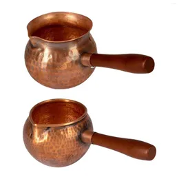 ヒップフラスコ銅のコーヒーポット木製ハンドル手作りの飲み物のラテピッチャーミルクジャグ