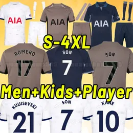 Spurs 23 24 S-4XL Camisas de futebol KANE SON PERISIC KULUSEVSKI Tottenham HOJBJEG 2023 2024 Lucas Llors Terceiro kit de futebol camisa Bryan Bergwijn tops homens crianças conjuntos