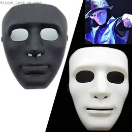 Party Masks Full Face Unisex Street Dance Opera Party Mask Cosplay Black White Face Hip Hop Stage Plastic Masks Halloween Masquerade Costume Q231009