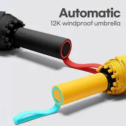 女性用の傘の自動傘折りたたみ式太陽傘風の風プルーフ強い12 ribsビッグサイズパラソル傘UPF50 231007
