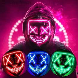 Kostium motywu Halloween Luminous Neon Mask Mask Mask Masque Masquerade Party Mask Glow In The Dark Purge Maski Cosplay Come Pliesl231008