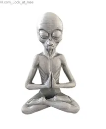 Party Masks Meditation Alien Resin Ornaments UFO Decoration Statue Garden Home Office Yard Art Decor For Indoor Outdoor Q231007