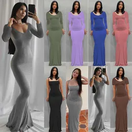 Plus Größe 3XL Damen Kleid Frau Hosenträger Einfarbig Bodycon Sexy Kleid Beiläufige Dünne Schlinge Hause Weibliche Lange Hülse herbst Kleidung