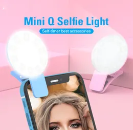 Coloful Mini Q Selfie Ring Light Portable Flash LED Night Pography Fill Light for iPhone Samsung2921945