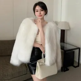 Pelliccia da donna Lucyever Cappotto finto moda coreana Ladies Luxury Short Imitazione Giacche Cardigan in peluche di alta qualità da donna