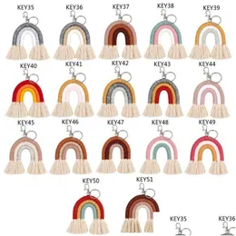 مفاتيح حبلات القشور النسيج قوس قزح للنساء Tassel Rame Keyrings key حامل المجوهرات 1 إسقاط توصيل الإكسسوارات OT6SZ