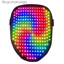 Thema Kostüm Halloween Leuchtende Maske mit LED-Bildschirm, gesteuert durch vollfarbige LED-Gesichtswechsel-Leuchtmaske, Weihnachtsgeschenk L231008