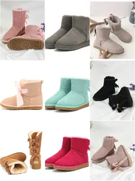 48Color ARM Top qualité ruban arc femmes 3280 3281 3282 7308 5282 mini bottes de neige de luxe avec fourrure en cuir véritable taille 35-42