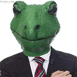 Parti Maskeleri Kurbağa Maskesi Cadılar Bayramı Hayvan Tam Baş Lateks Yetişkin Çocuk Maskesi Fantezi Elbise Parti Cosplay Frog Headgear Q231009