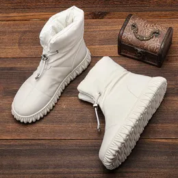 أحذية ثلجية مقاومة للماء من الجلد الأصلي الشتاء الشتاء الدافئ أفخم أحذية الكاحل أحذية القطن