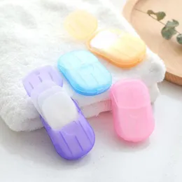Mini Kağıt Sabun Dış Mekan Seyahat Sabun Kağıt Yıkama El Banyosu Temiz Kokulu Dilim Söminleri Tek Kullanımlık Kutu Sabun F2572 DEOMH