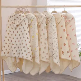 Handelsrockar Fourlayers of Cotton Gaze Baby Bath Handduk Chilren's Bathrobe Hooded Hooded Handduk med Ear Baby Health Care klänning Handduk Simning Filt 231007