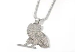 Iced Out Animal Owl Necklace Pendant Gold Silver Plated Micro Paled Zircon Mens Hip Hop Jewelry Gift6635260