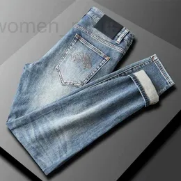 メンズジーンズデザイナーデザイナーメンズジーンズドレスパンツ豪華なコンバーチブルレイジーフォールディング要素とノスタルジックな色洗浄されたストレートレッグG9H5