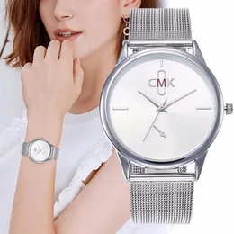 Relógios de pulso Minimalismo Uhren Ultra Dunne Stahl Malha Gurtel Uhr Modo Frauen Kleid Damen Armbanduhren Relogio Feminino335y